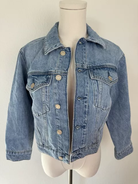 7 For All Mankind Cropped Jacket Womens Small Blue NWT