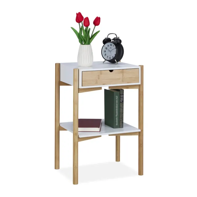 Table de nuit Meuble d'appoint tiroir guéridon chevet console scandinave bambou