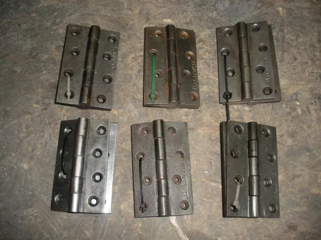 Vintage Victorian / Edwardian cast iron door hinges 4". Refurbished