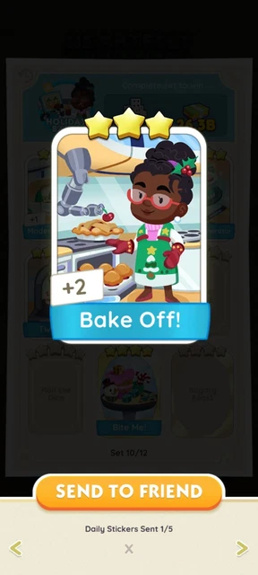 Monopoly Go BAKE OFF! Fast Send NEW 3 ⭐️ CARD STICKER