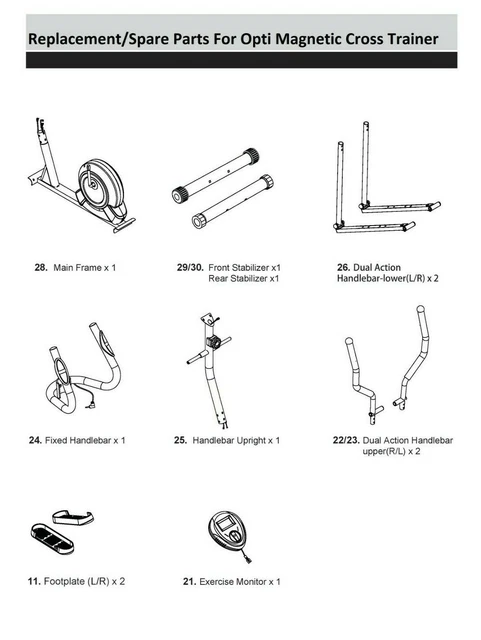 REPLACEMENT SPARE PARTS For Opti Folding Magnetic Exercise Bike 2010A. 15.00 PicClick UK