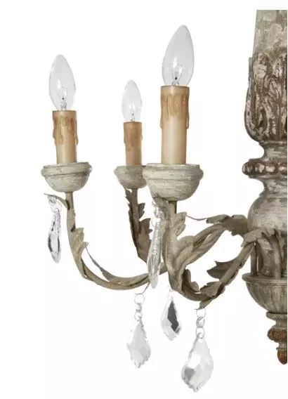 House Additions Ferrer 6 Light Candle Style Chandelier, Beige and Gold 2