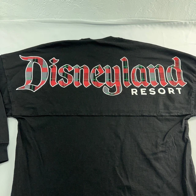Disney Spirit Jersey Womens XS Black SpellOut Mickey Mouse Christmas Plaid