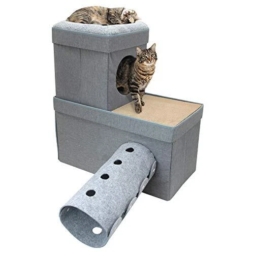 Kitty City Large Stackable Cat Condo Cat Cube Cat House Pop Up Bed Cat Ottoma...