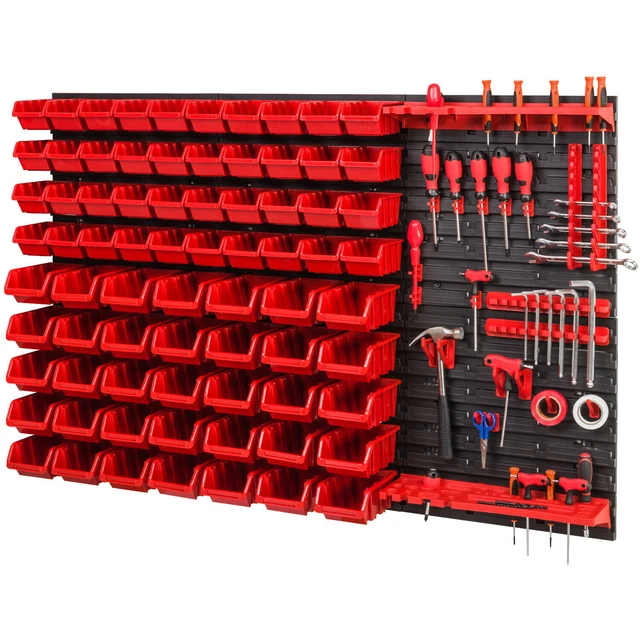 Rangement Garage Mural Kit D'organisation Murale 30 Bacs à Bec WilTec - Parfait Pour L'atelier Ou Le Garage ! Rangement Mural Atelier