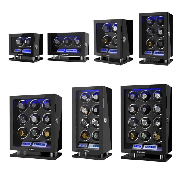 Automatic 3-12 Watch Winder Fingerprint Unlock LCD Remote Control Display Case