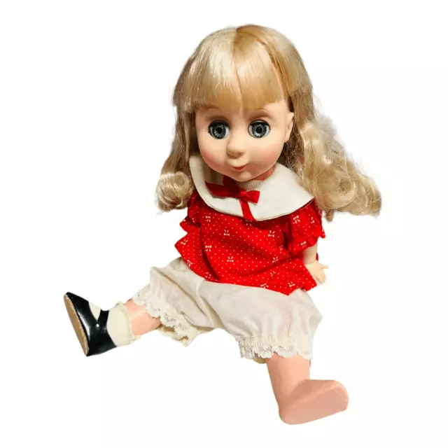 13'' MARJORIE SPANGLER DOLLS INC 1979, PLASTIC blond hair blue eyes missing shoe