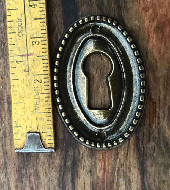 French Antique Brass keyhole Surround escutcheon Key Oval Furniture Cabinet Desk