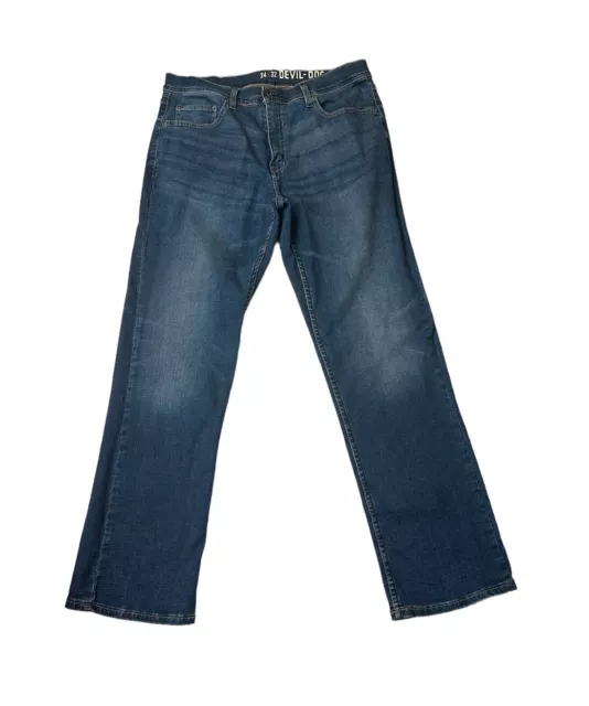 DEVIL DOG BOOT Cut Stretch Denim Blue Jeans Mens Size 34x32 (34x31) $29 ...