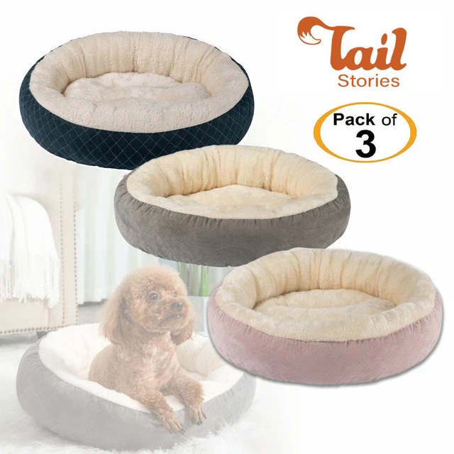 3X Donut Plush Pet Dog Cat Bed Fluffy Soft Warm Calming Bed Sleeping Kennel Nest