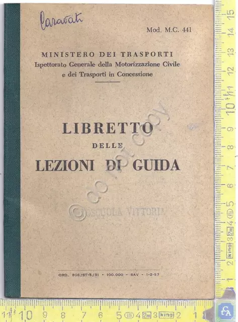 Ministero dei Trasporti - Libretto delle Lezioni di Guida - 1957 - Lombardia