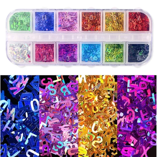 12 Colors English Letter Bright Glitter for DIY Craft