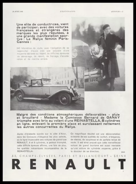 Publicité Renault Reinastella Bernard de GANAY car vintage photo ad  1930 - 2h