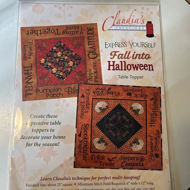Claudia's Creations Fall Into Halloween Table Topper Machine Bordar Diseños
