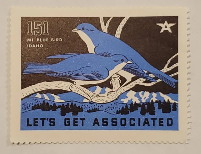 #151 Mt. Bluebird, Idaho - Let’s Get Associated - 1938 Poster Stamp