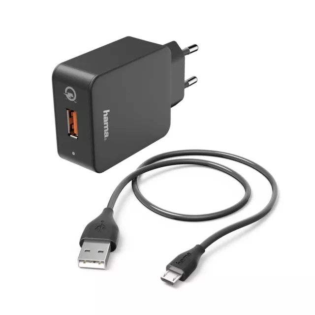 Hama Ladeset Mirco-USB Schnellladegerät m. Kabel Fast Charge Smartphone Tablet