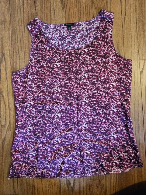 Ann Taylor Sz Medium Sleeveless Blouse Tank Top Floral Print Silky