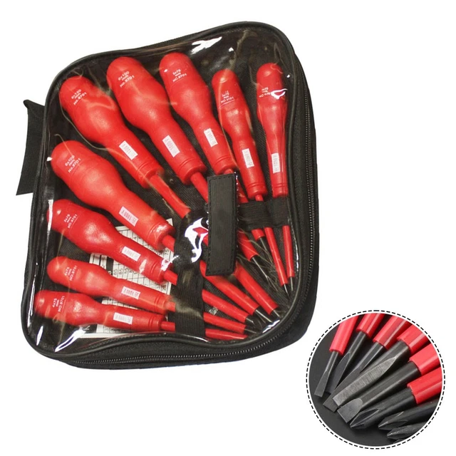 Lot De 8 Tournevis Magnétiques Isolés VDE Neilsen - Pointe Plate, Pozi, Pour Électriciens