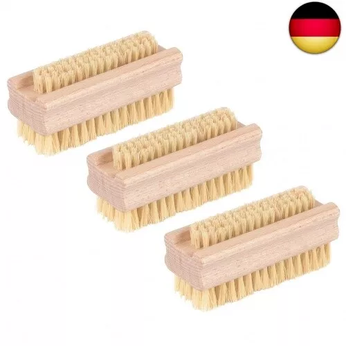 3er Set Nagelbürste Holz ? Handbürste, Handwaschbürste aus Holz und Na