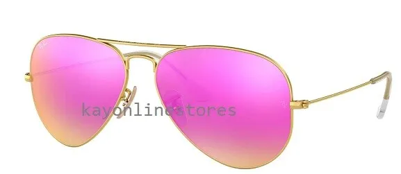 Ray Ban Aviator Gold 3025 112/4T Cyclamen Flash Sunglasses Mirrored 58mm New