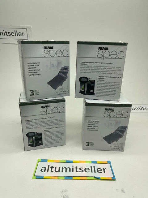 LOT OF 4 Fluval Spec/Evo/Flex Activated Carbon Aquarium Filter Media A1377