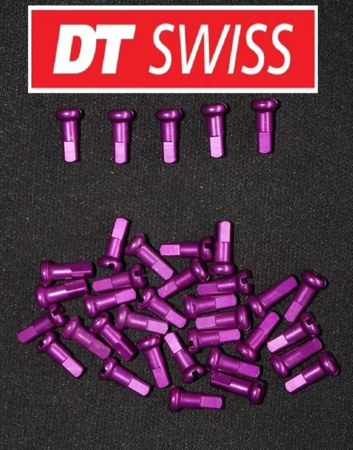 36x DT Swiss Purple Alloy Aluminium Nipples 2mm 12mm 14g NEW