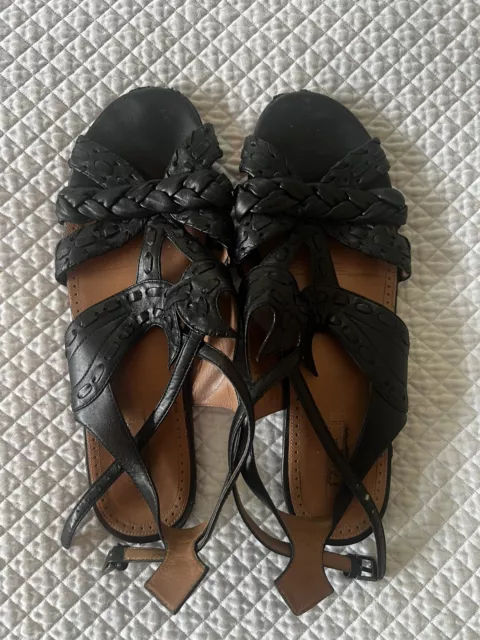 Alaia Paris Cris Cross Black Leather Gladiator Sandals Size 39 $550