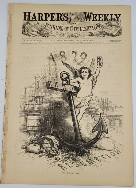 Harper's Weekly 1/11/1879  Luray Caves Virginia / Golden New Year by  T. Nast