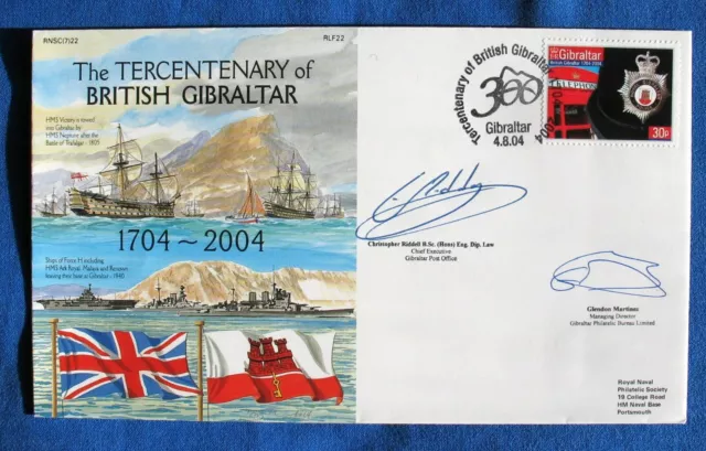 Navy Covers Tercentenary British Gibraltar RNSC(7)22 RLF22 Signed