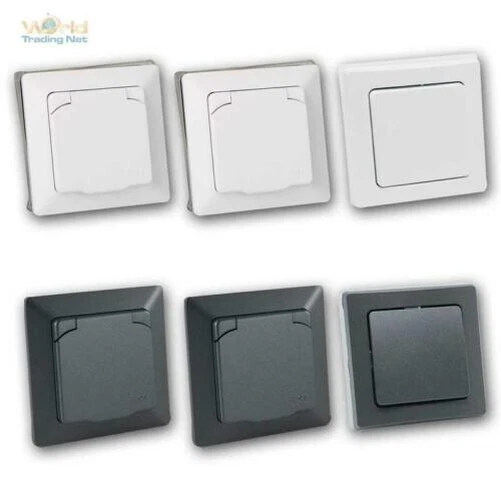 MILOS Interrupteur & Prises Ensemble IP44 Zones Humides / Salle Flush 230V Haut
