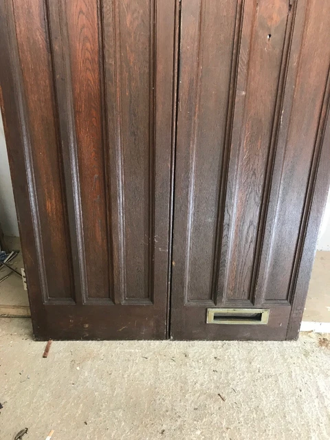 Solid Oak Front Door Set Antique Period Reclaimed Old Double Arts Crafts Arched 5