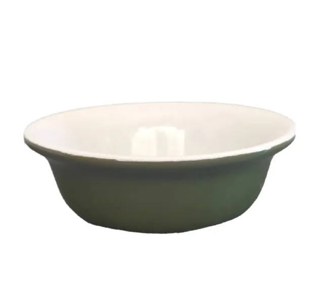 Vtg Hall Pottery Olive & White Restaurant Ware Dessert 5" Bowl