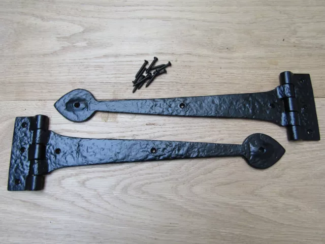 PAIR OF SPEAR HEAD cast iron door gate t tee hinges old English cottage style