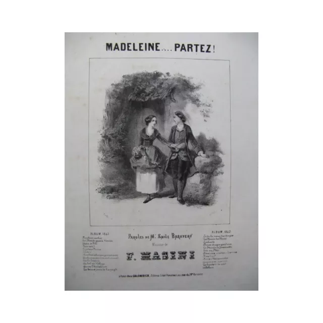 MASINI F. Madeleine... Partez ! Chant Piano 1843