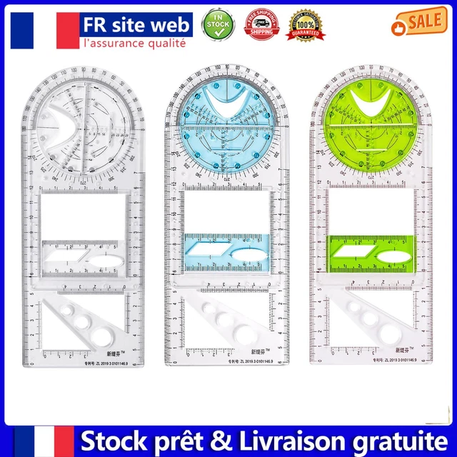 Multifunctional Geometric Ruler Plastic Drawing Ruler for Student School Office