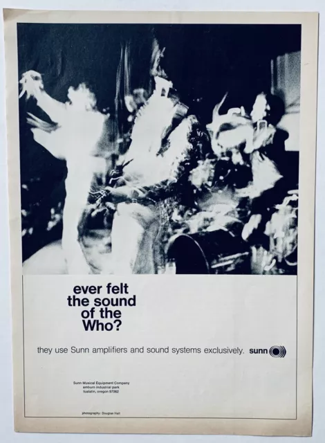 THE WHO 1967 original ADVERT SUNN AMPS Pete Townshend Keith Moon Roger Daltrey