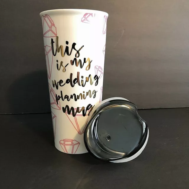 Ceramic Travel Mug "This Is My Wedding Planning Mug" Gold Lettering 16oz