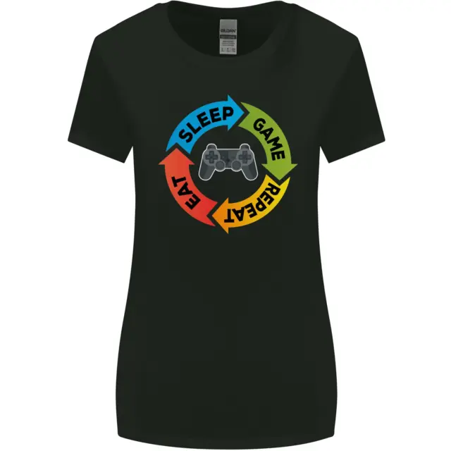 Gamming Eat Sleep Game Repeat Gamer Womens Wider Cut T-Shirt