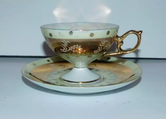 Vintage Tea Cup & Saucer Royal Halsey With Gold Color Design