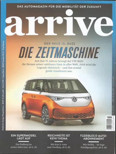 ARRIVE, Automagazin. 03 April-Mai 2022. Der neue ID. BUZZ. Die Zeitmaschine