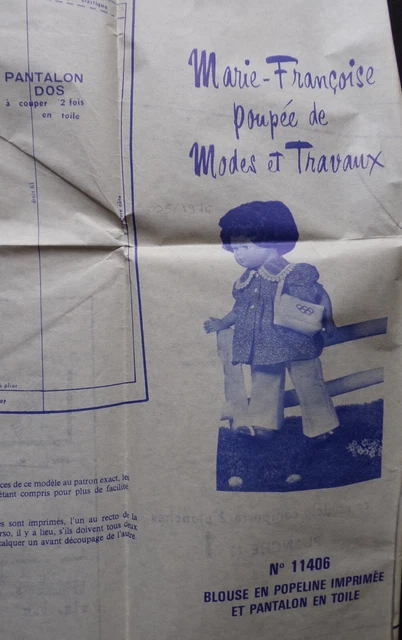 PATRON COUTURE POUPÉE Modes & Travaux Décembre 1983 Jean-Michel EUR 2