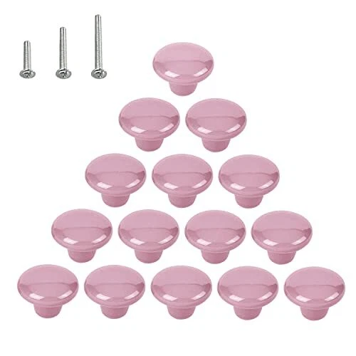 HUAMULAN 15PCS Glossy Ceramic Knobs Button Round Mushroom Cabinet Dresser Vin...