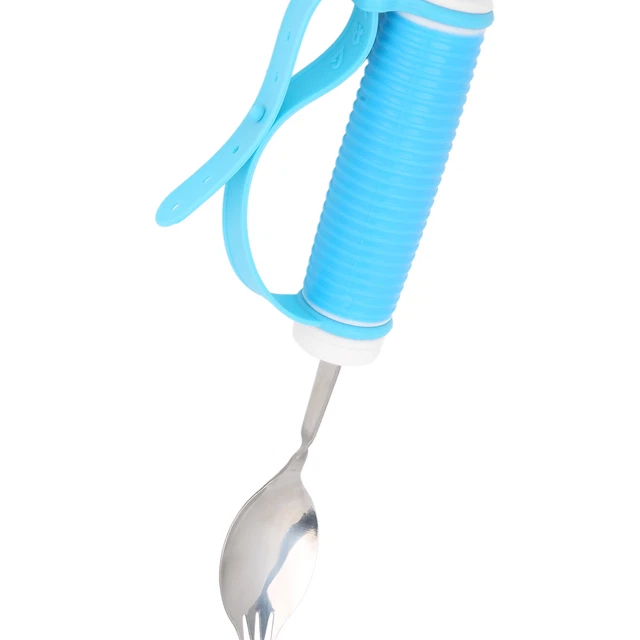 Forchetta aiuto alimentare cinghia antiscivolo 2 in 1 cucchiaio per artrite di Parkinson GF0