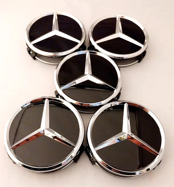 5 X BLACK Mercedes Benz Alloy Wheel Centre Caps 75mm £9.99 - PicClick UK