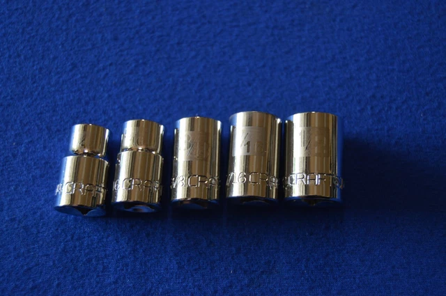 Craftsman Easy Read Laser and Etch 5 PC 3/8 Drive SAE 8 PT Sockets 1/4"-1/2" 485