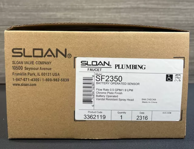 ✅New Sloan Electronic Sensor Activated 4" Faucet SF2350 Battery Powered📦