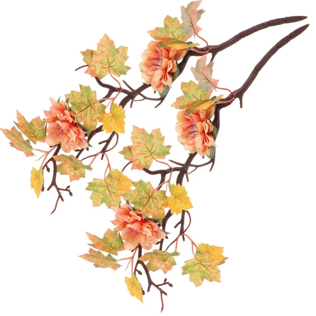 2 pezzi foglie di acero artificiale, fiori, rami, foglie autunnali, steli,