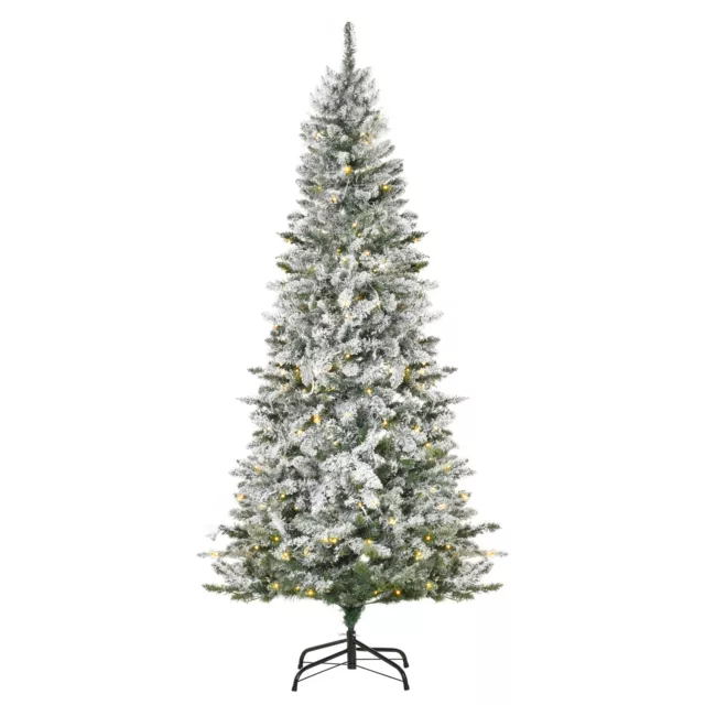 HOMCOM Albero di Natale Innevato da 210cm con 250 Luci Colorate e 829 Rami