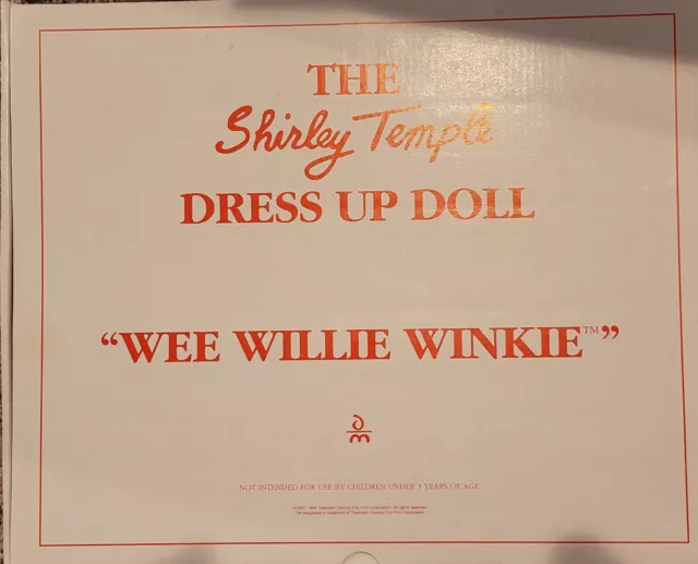 The Shirley Temple Dress Up Doll.  WeeWillie Winkie Outfit, By Danbury Mint. New