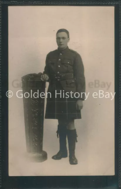 Vintage Very Young Scottish Soldier Unknown Ww1 Rp Real Photo Military Postcard